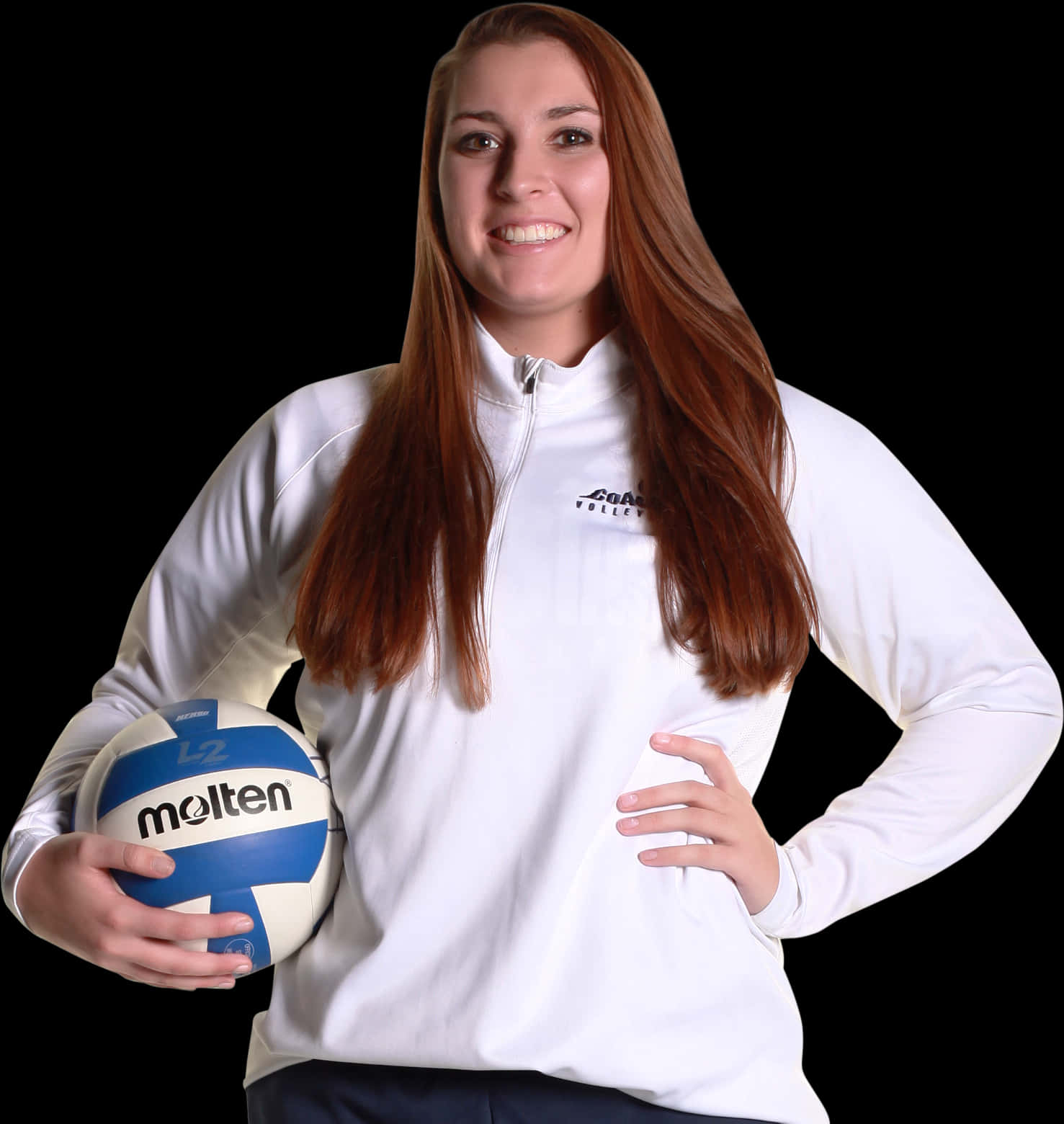 Female Volleyball Player Portraitwith Ball PNG