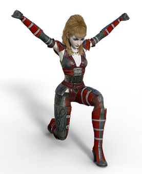 Female Warrior Character Pose PNG