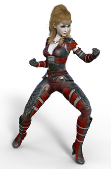 Female Warrior Pose_ Animated Character PNG