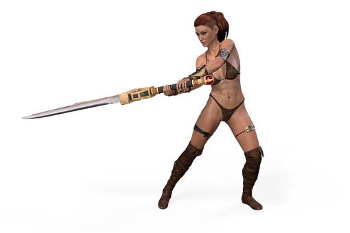 Female_ Warrior_with_ Spear PNG