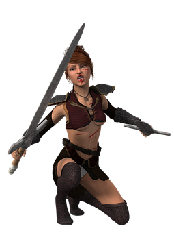 Female Warrior With Sword PNG