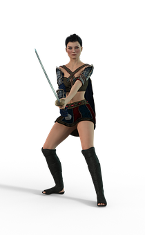 Female Warrior3 D Model With Sword PNG