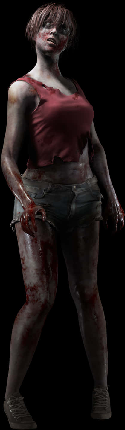 Female Zombie Figure Standing PNG