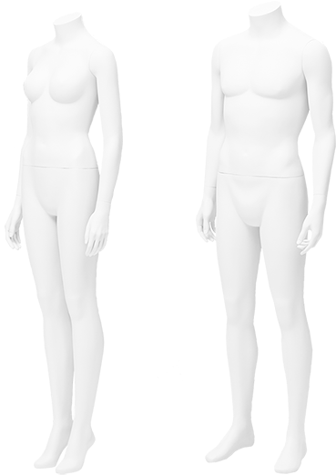 Femaleand Male Mannequins Standing PNG
