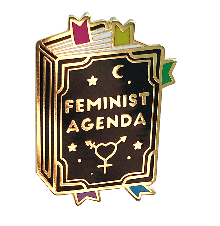 Feminist Agenda Book Enamel Pin PNG