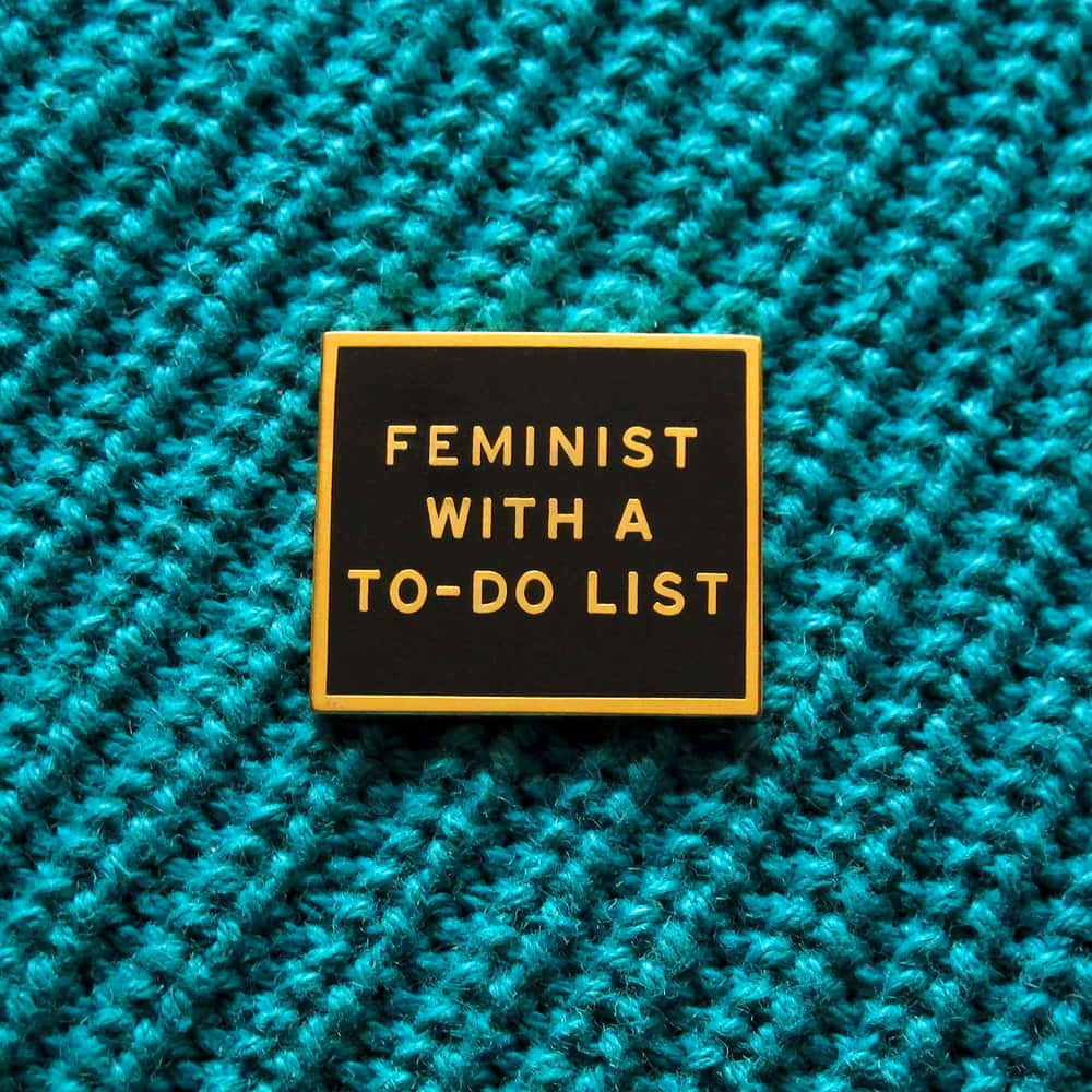 Feminist Enamel Pinon Teal Knit Background Wallpaper