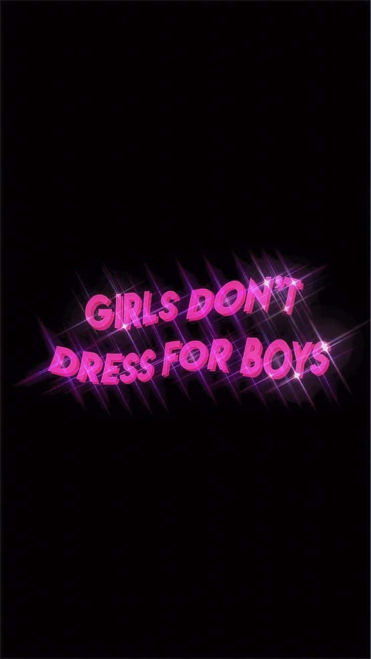 Feminist Neon Slogan Black Background Wallpaper