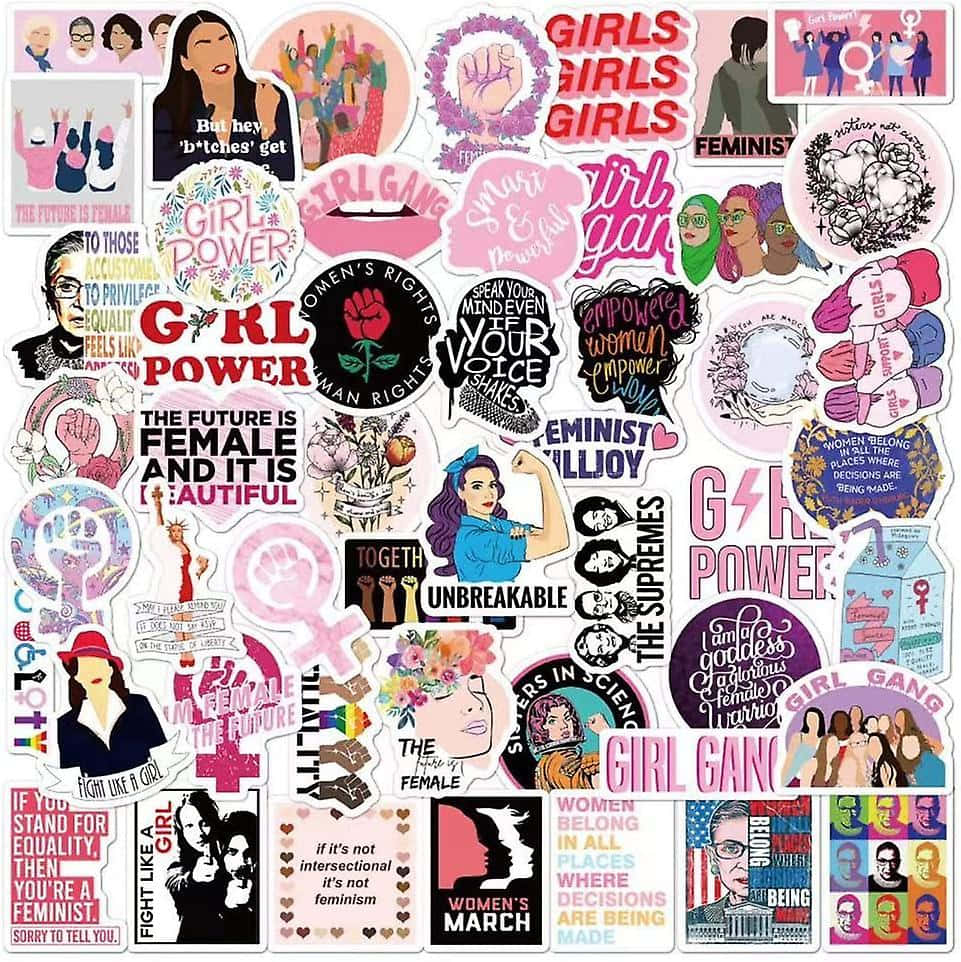 Feminist Sticker Collage Wallpaper