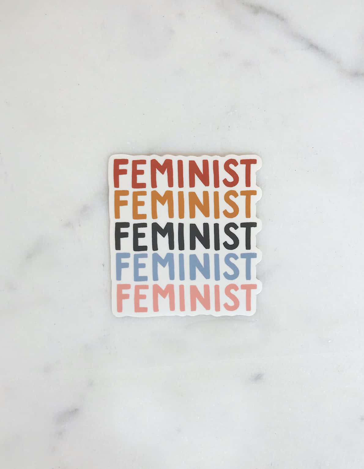 Feminist Stickeron Marble Background Wallpaper