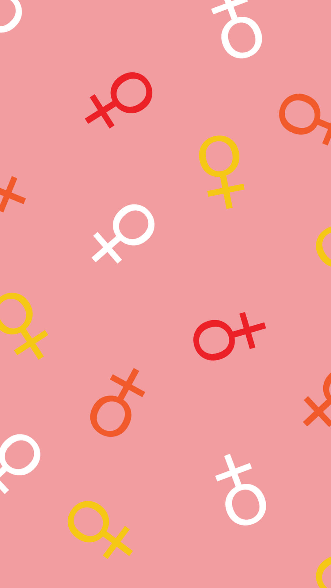 Feminist Symbols Pattern Pink Background Wallpaper