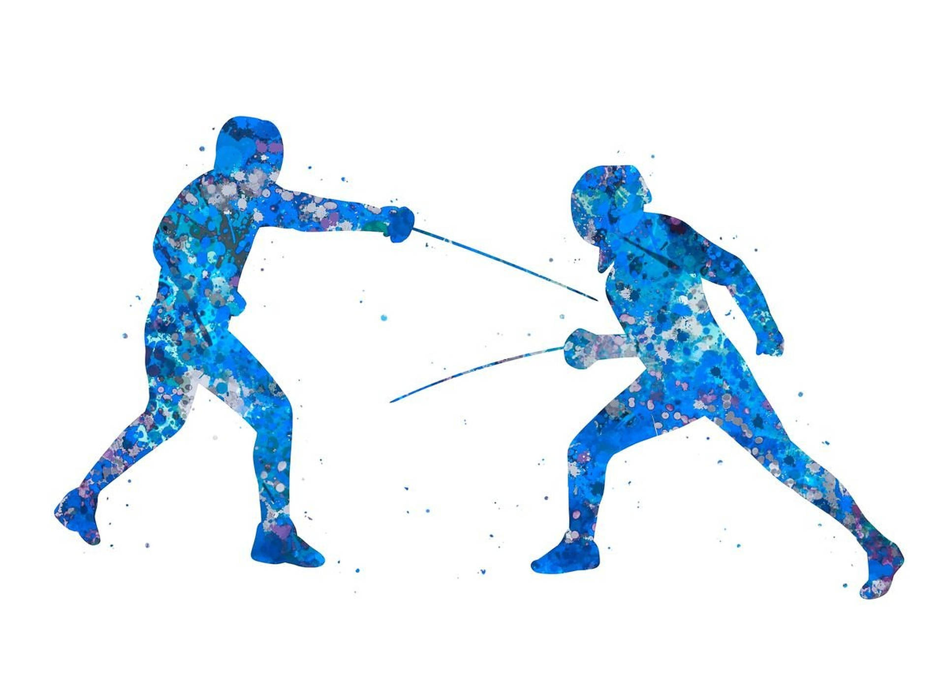 Fencing Blue Splash Art Wallpaper