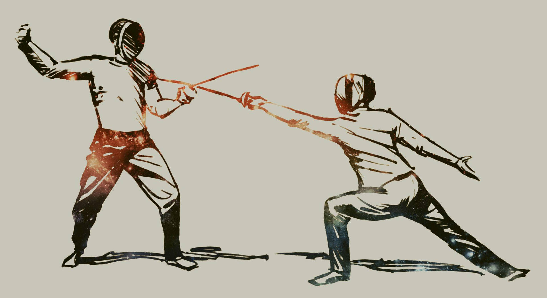 Fencing Colorful Drawing Wallpaper