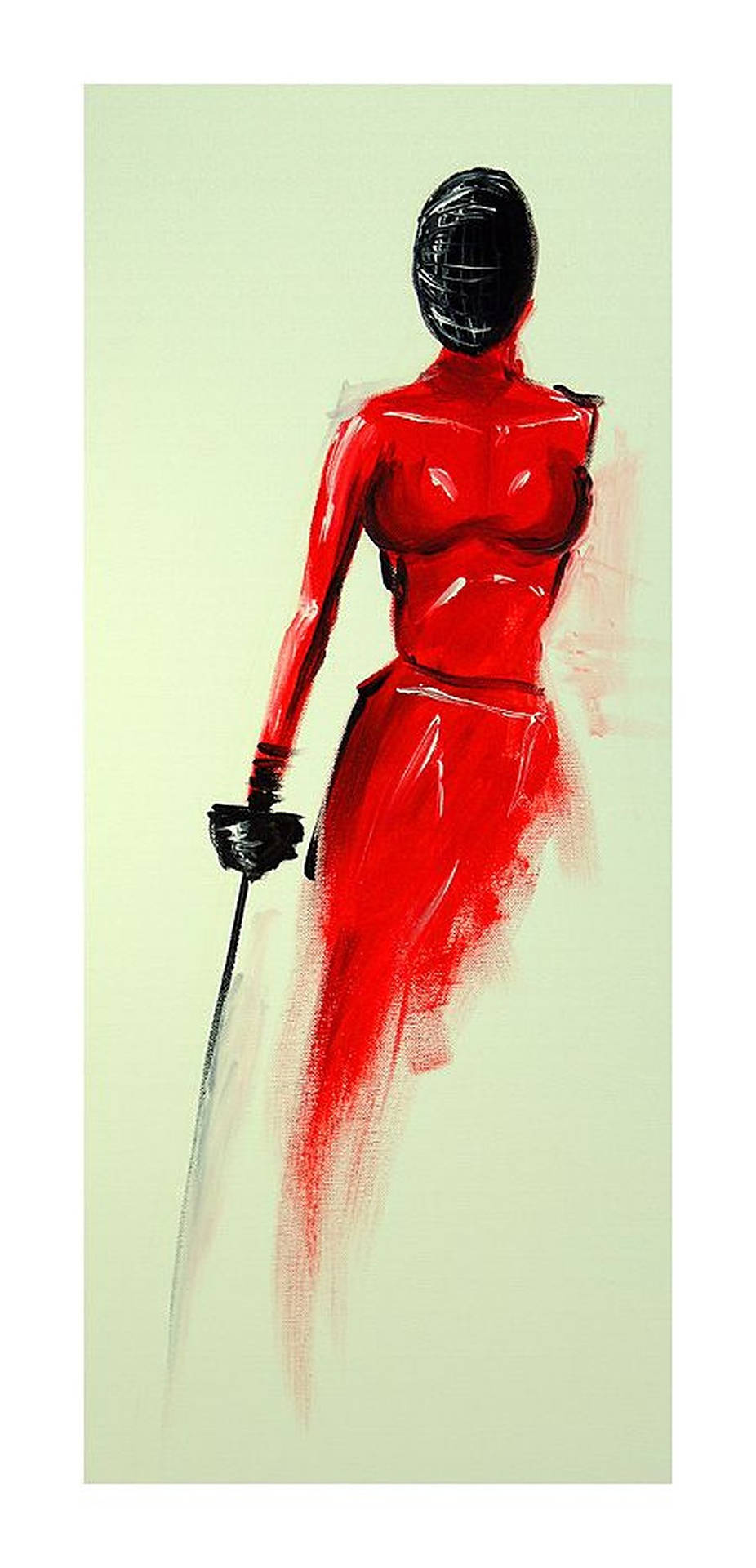 Fencing Kendo red painting wallpaper 