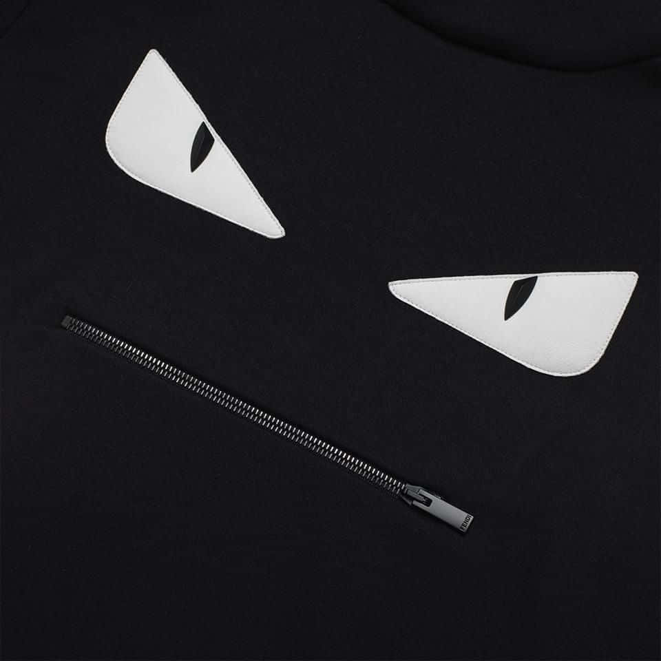 fendi t-shirt with a white eye and a zipper