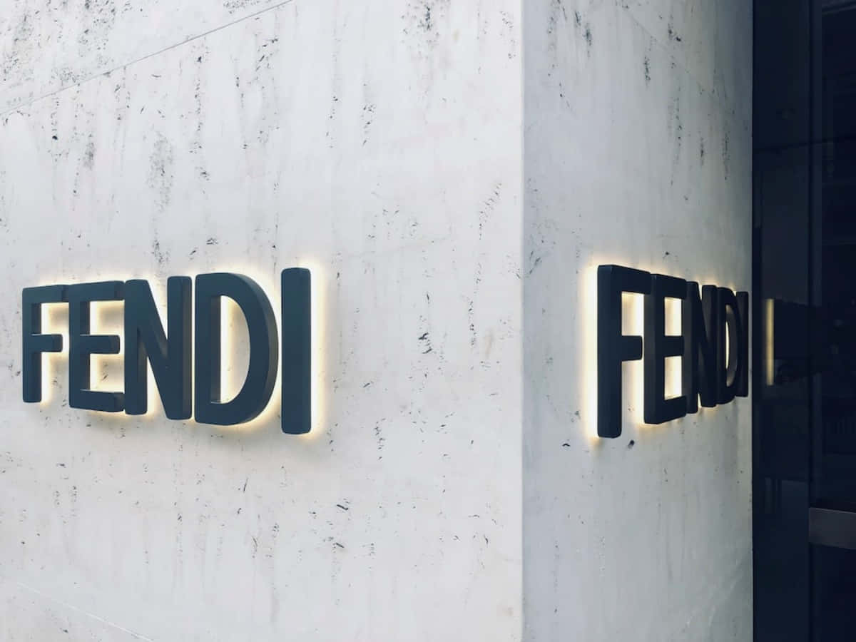 Fendi's signature logo stands out against the contemporary backdrop