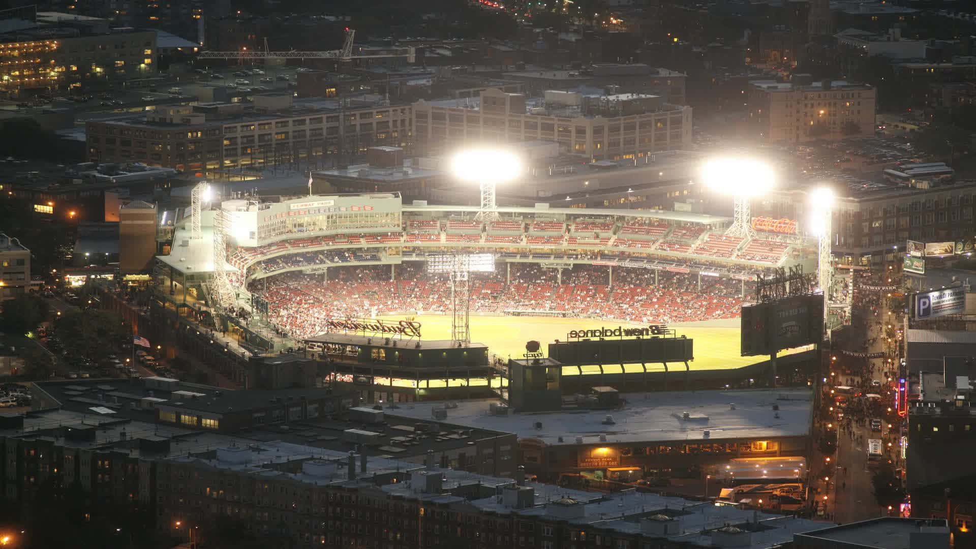 Et ikonisk udsyn af det ikoniske Fenway Park, hjemsted for Boston Red Sox. Wallpaper