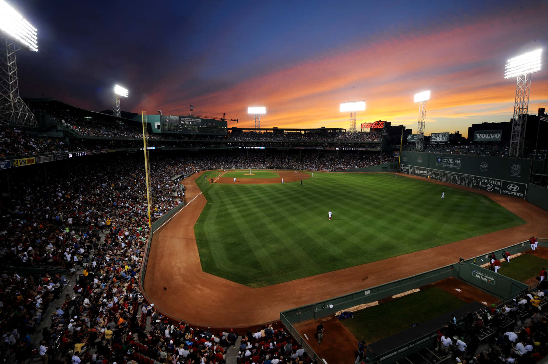 Et baseballstadion ved solnedgang Wallpaper