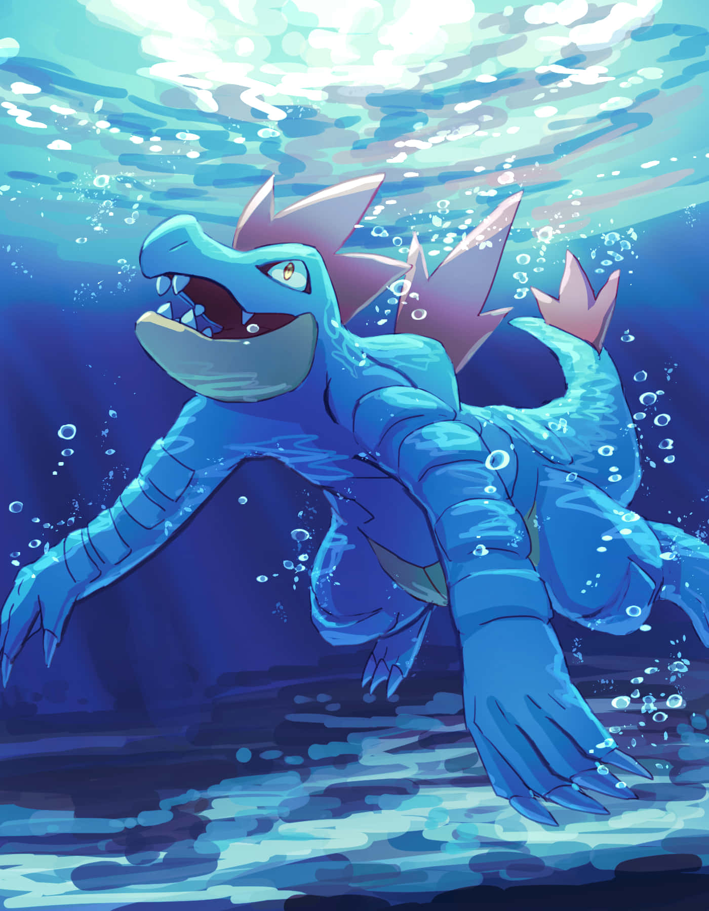 Feraligatr At The Bottom Of The Blue River Wallpaper