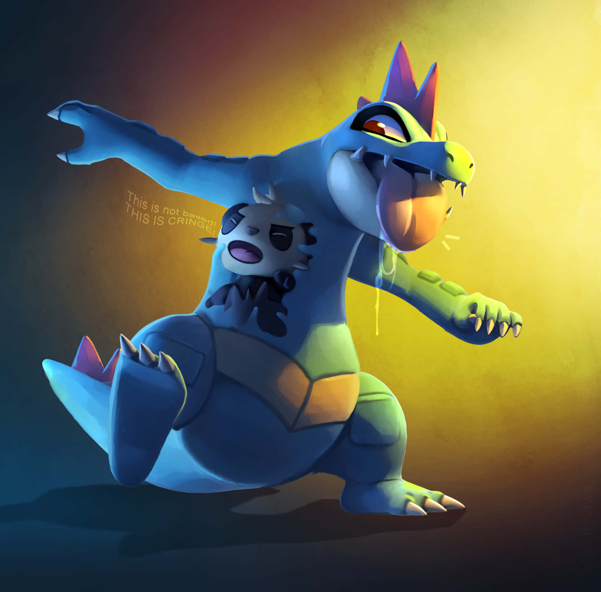 Feraligatr Sticking His Tongue Out Wallpaper