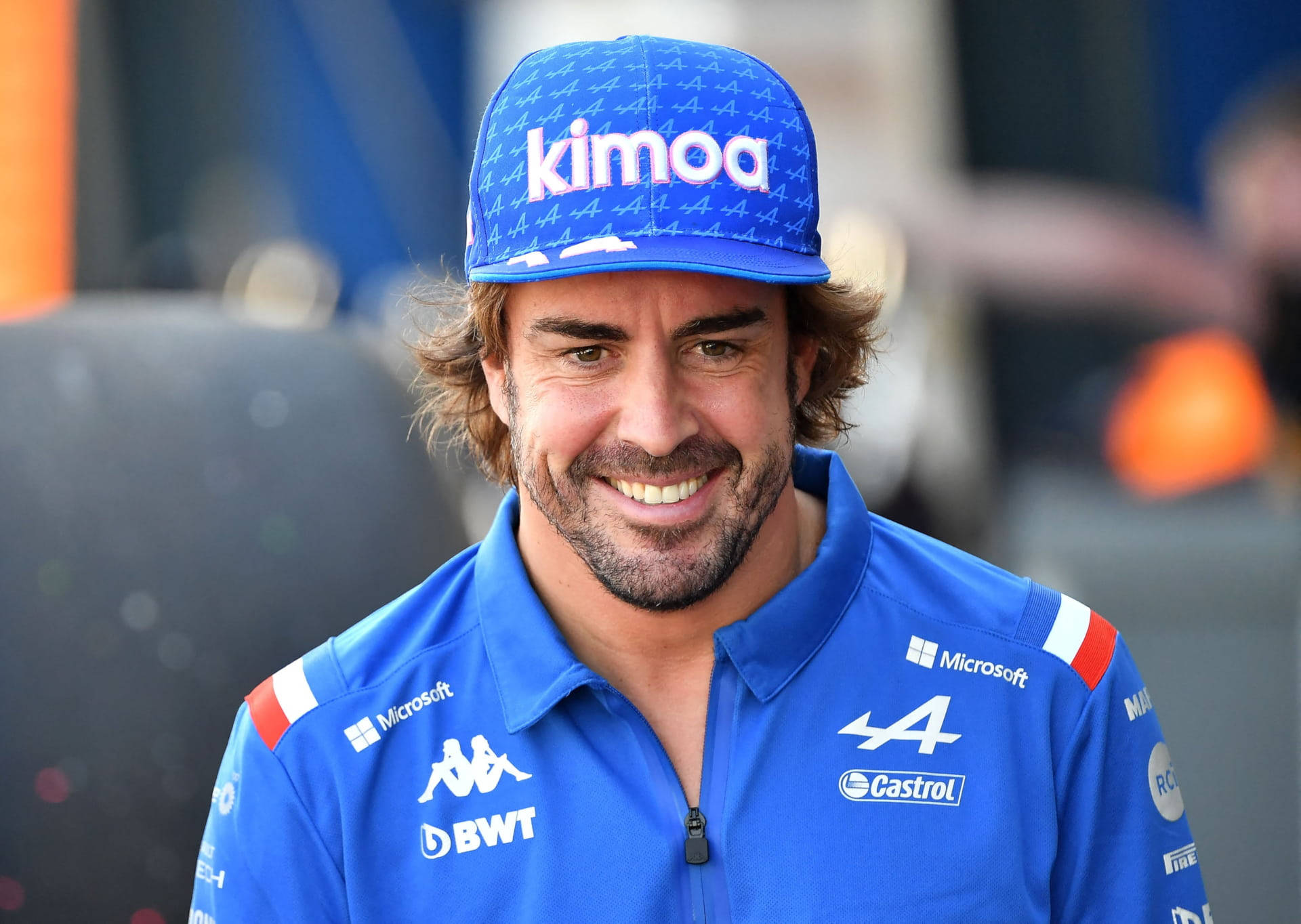 Laleggenda Di Formula 1 Fernando Alonso In Tenuta Blu. Sfondo