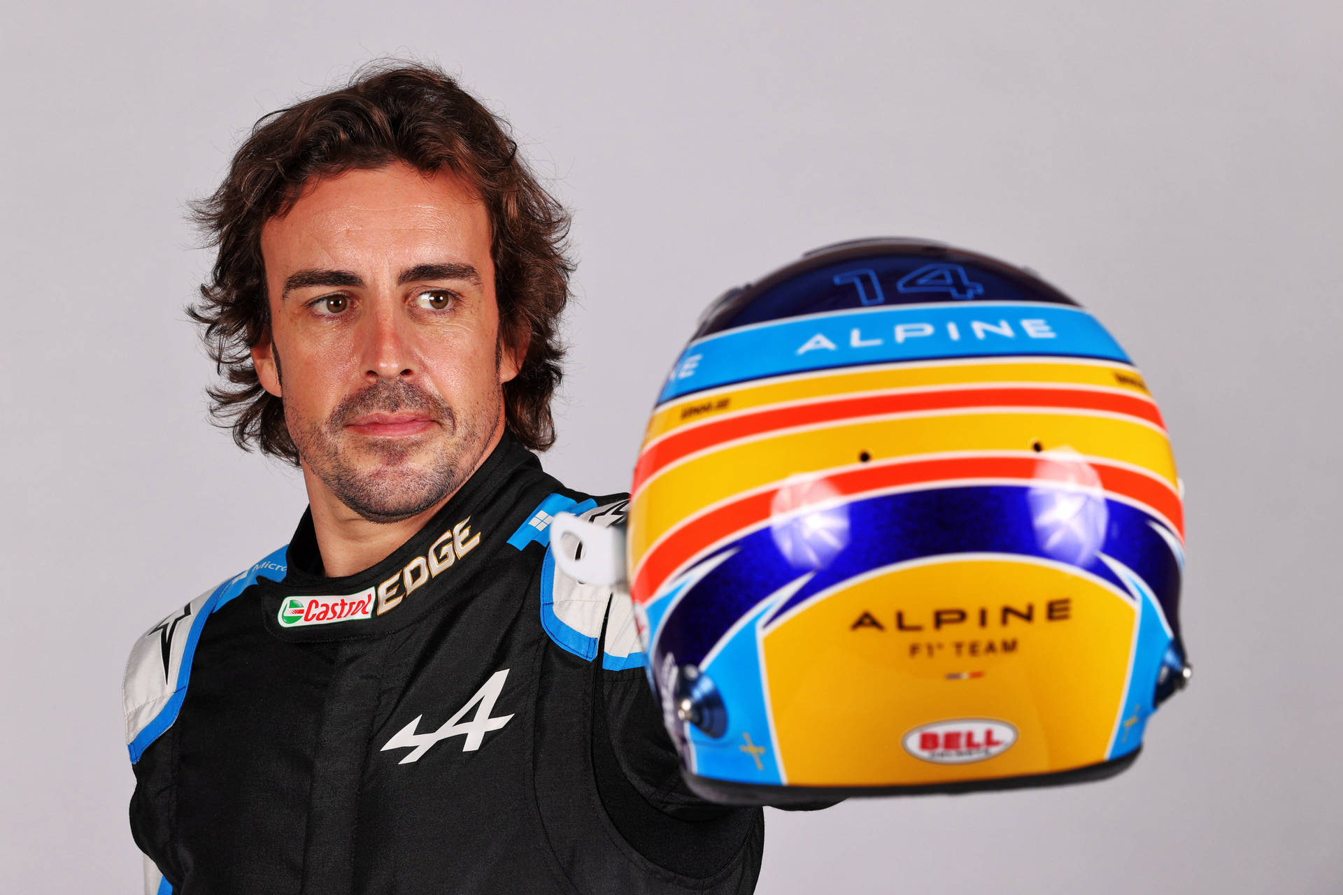 Fernando Alonso With Helmet Wallpaper