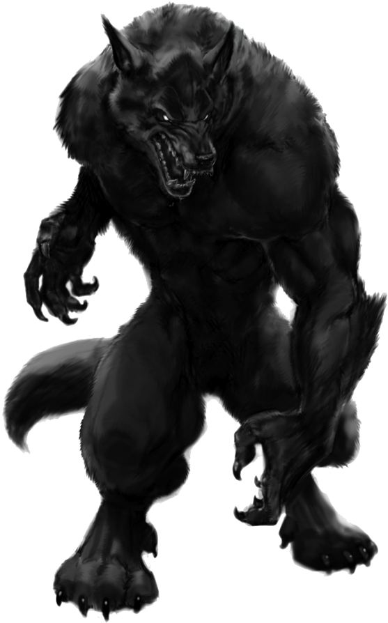 Ferocious Black Werewolf Art PNG