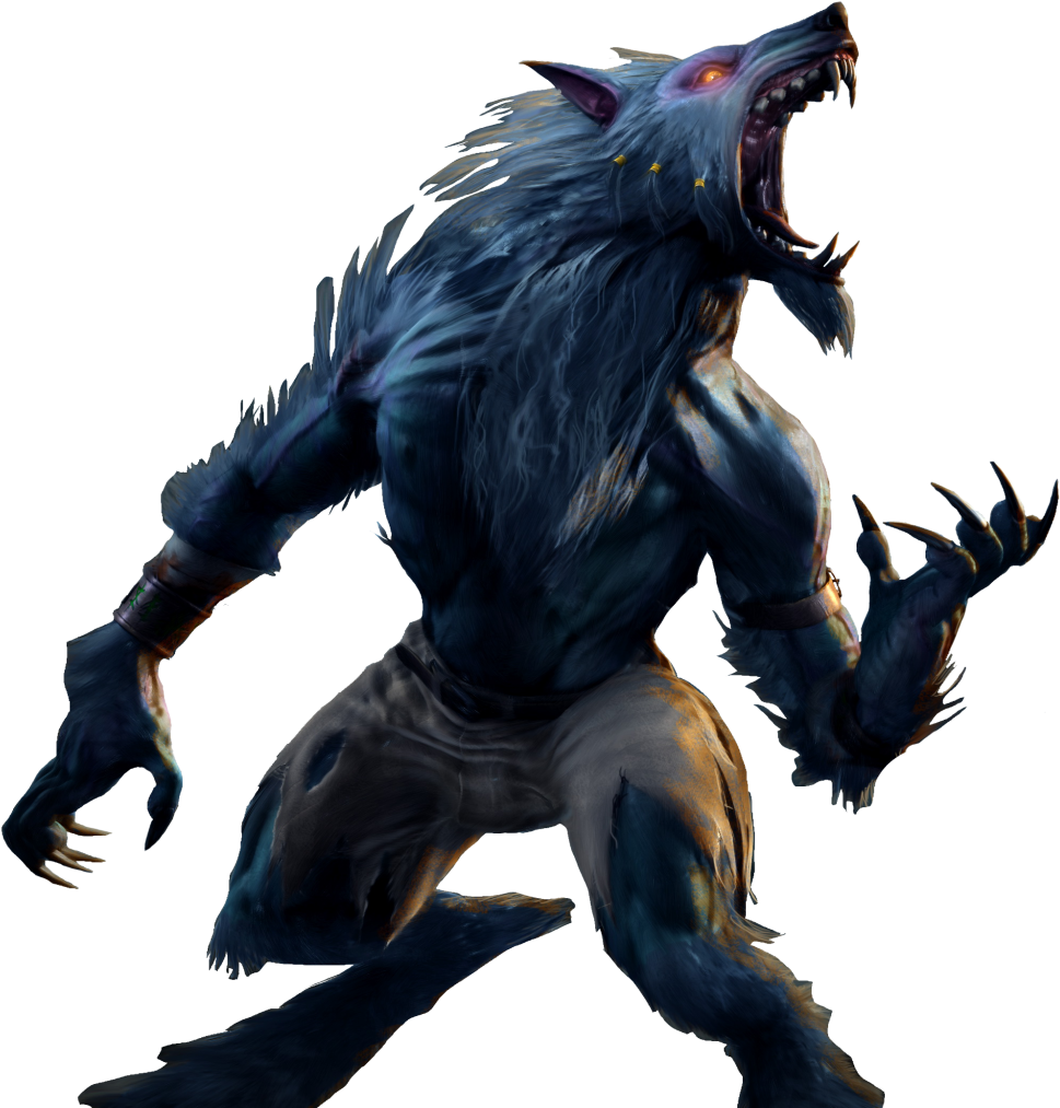 Ferocious Blue Werewolf Artwork PNG