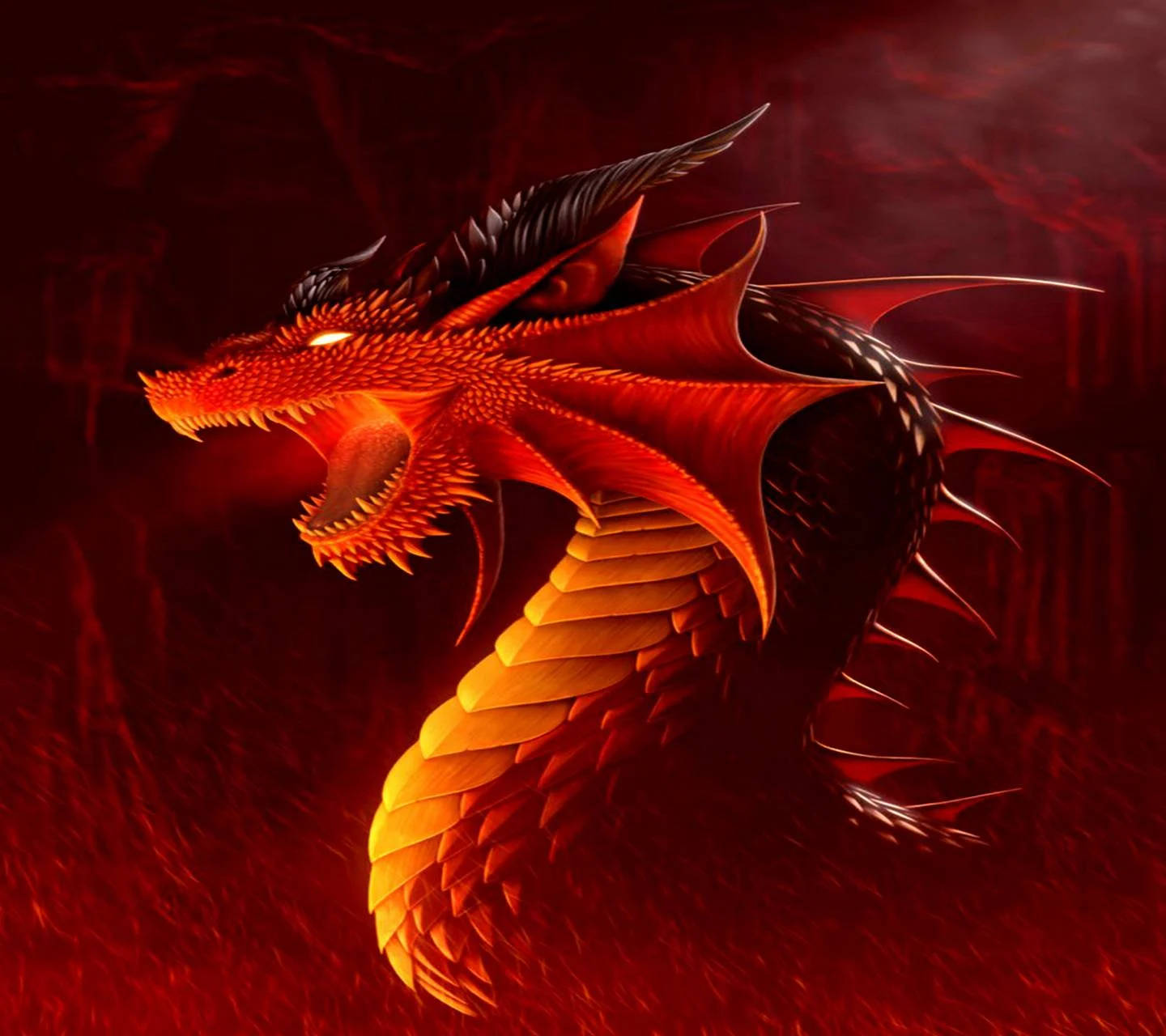 Ferocious Fire Red Dragon Wallpaper