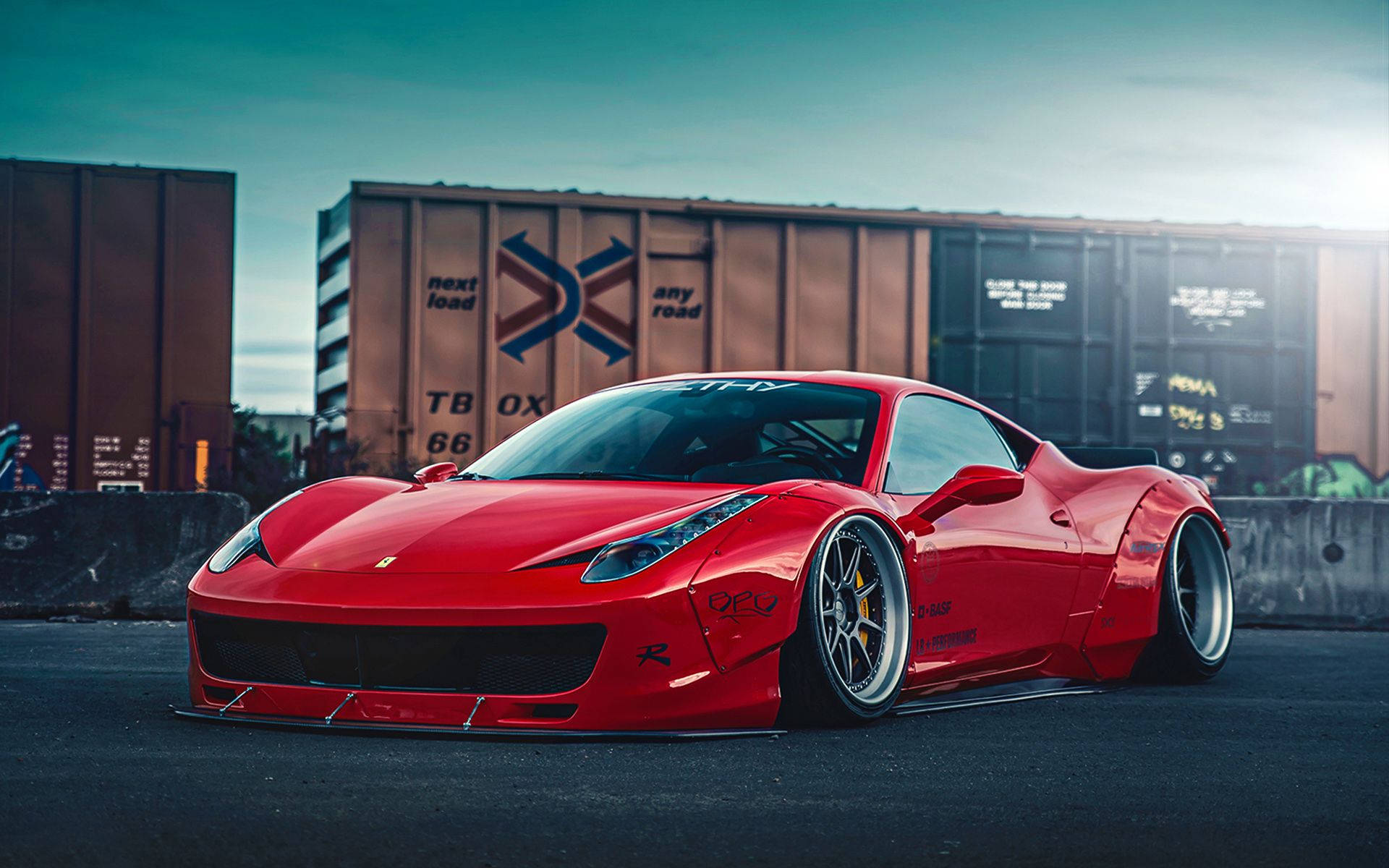 "Take a look at this Ferrari 458 Liberty Walk and admire its power and beauty!" Wallpaper