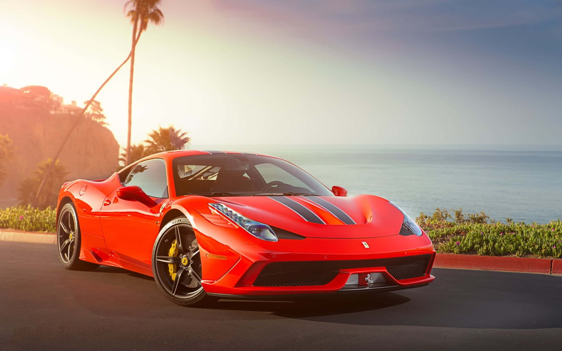 Sleek and Striking Ferrari 458 Speciale on the Road Wallpaper