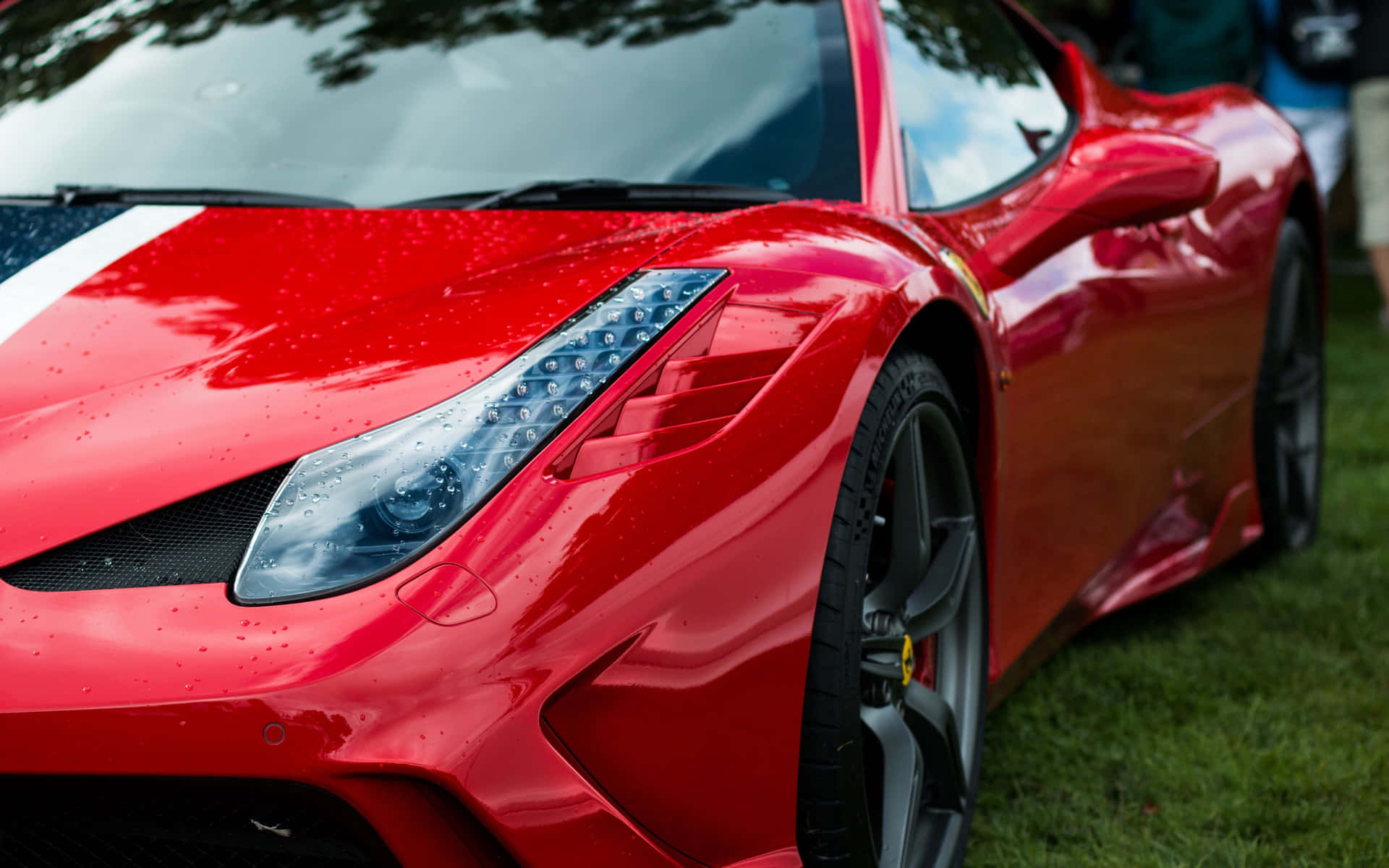 Stunning Red Ferrari 458 Speciale in Action Wallpaper