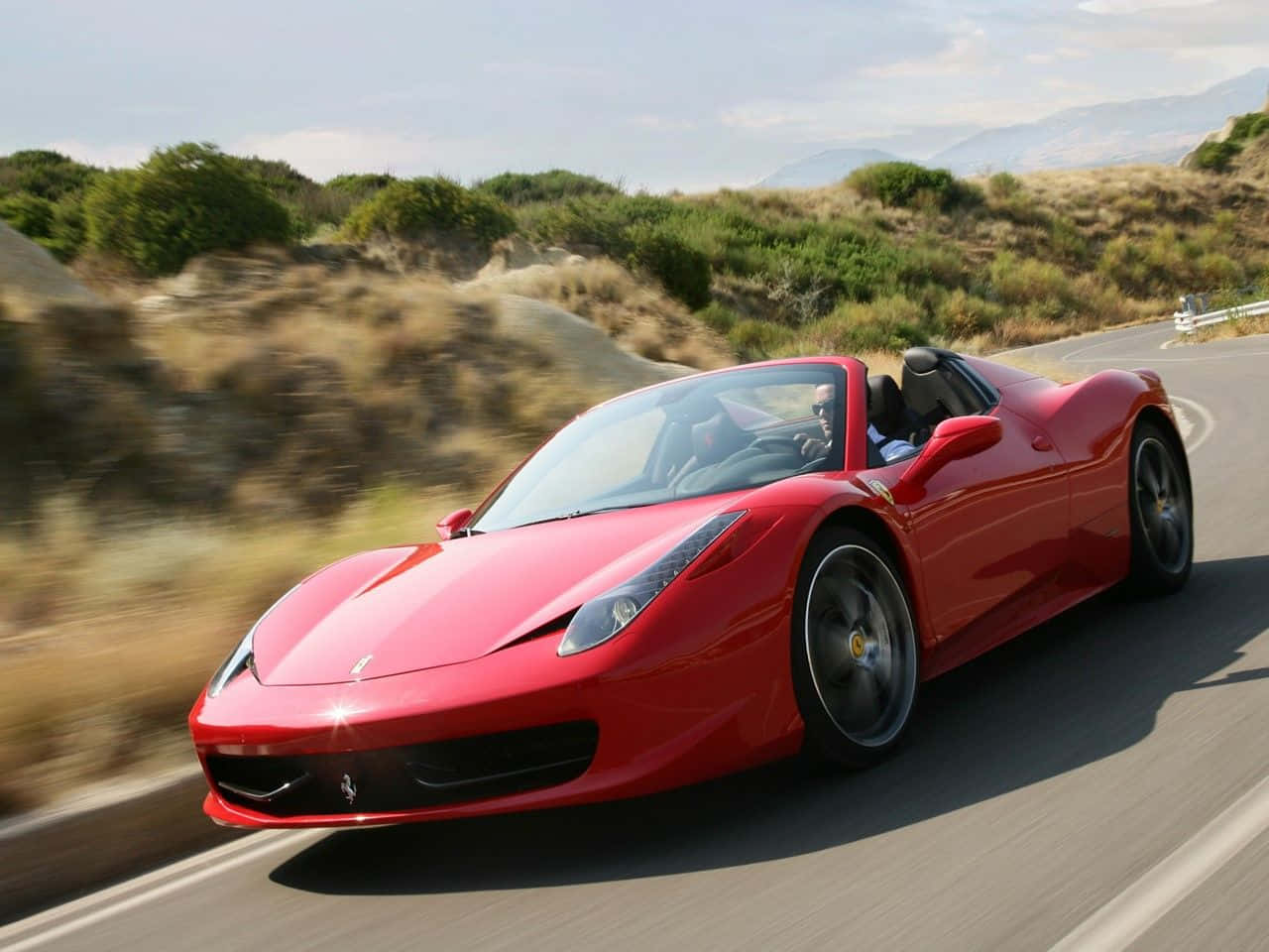 "ferrari 458 Spider Gliding Down The Road" Wallpaper