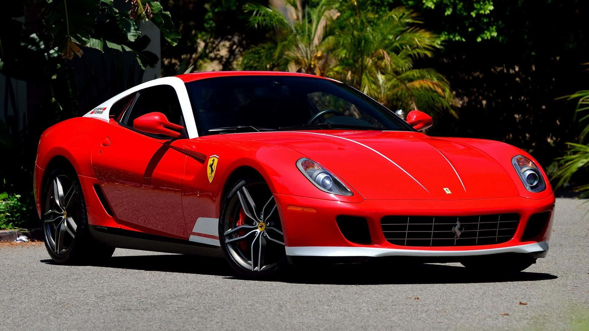 Stunning Red Ferrari 599 GTB Fiorano on Road Wallpaper