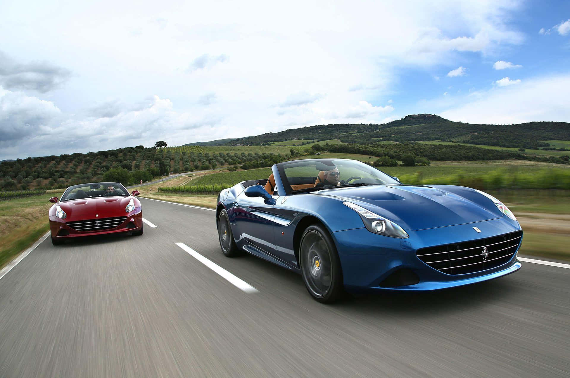 Stunning Red Ferrari California T on the Road Wallpaper