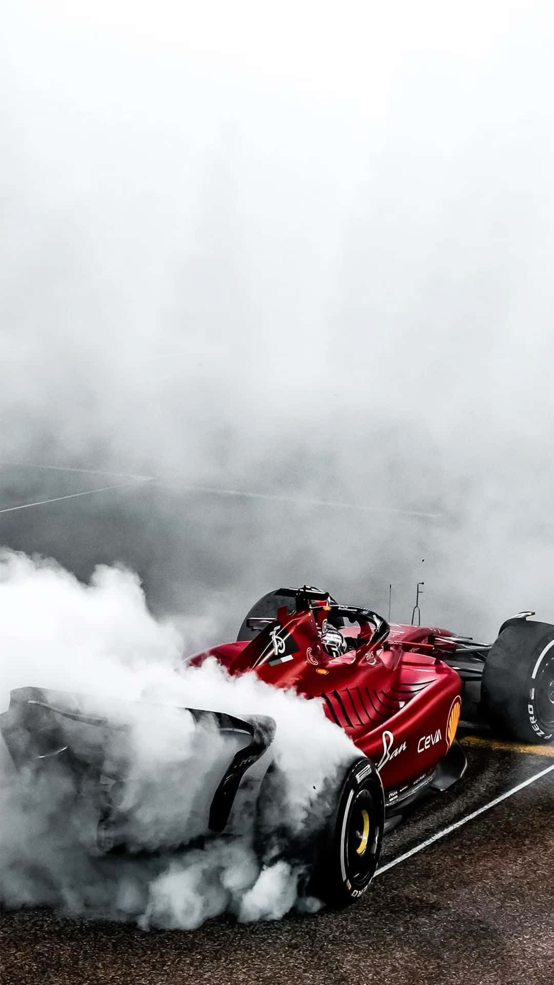 Ferrari F1 Car Burnoutin Fog Wallpaper