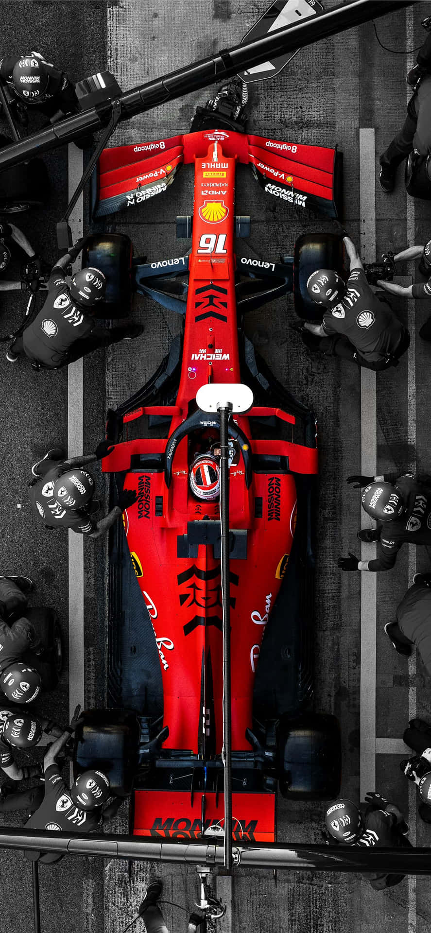 Ferrari F1 Pitstop Overhead View Wallpaper