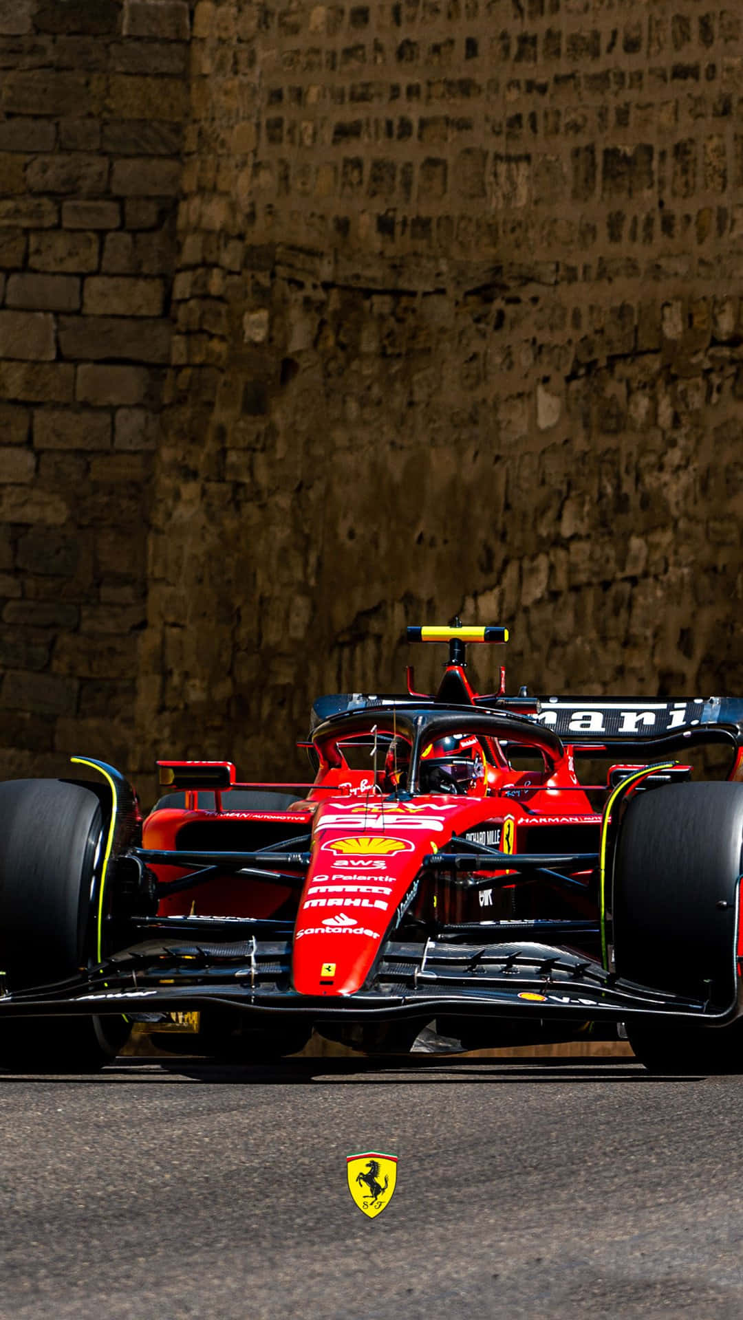 Ferrari F1 Racing Car Stone Wall Backdrop Wallpaper