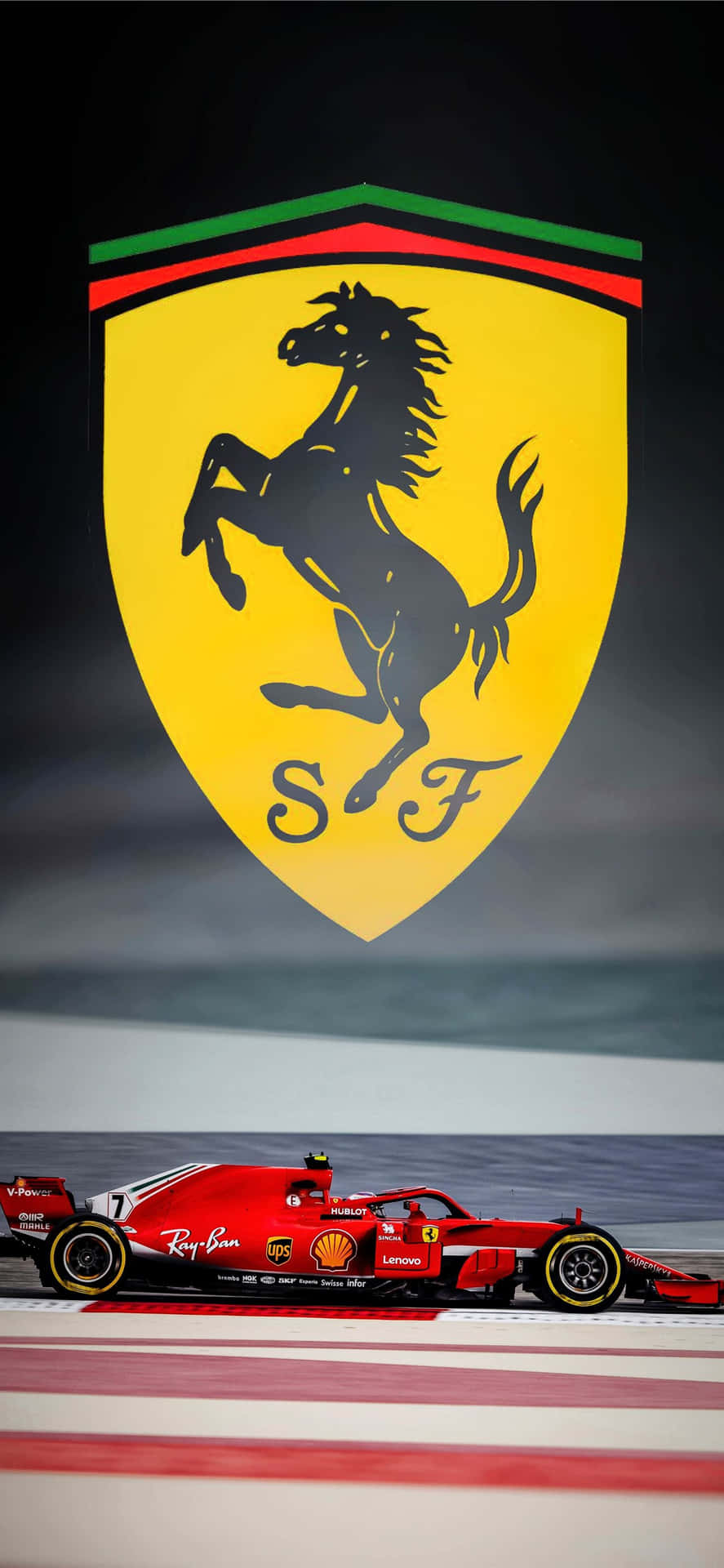 Ferrari F1 Racing Under Iconic Logo Wallpaper
