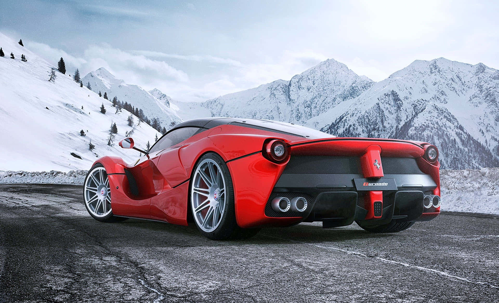 Stunning Red Ferrari LaFerrari in Motion Wallpaper