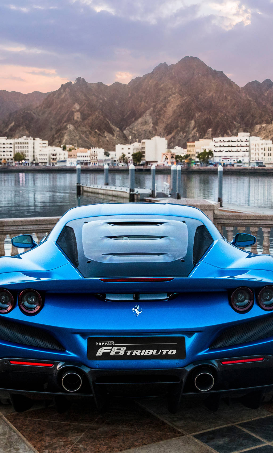 Blue F8 Tributo Ferrari Phone Wallpaper