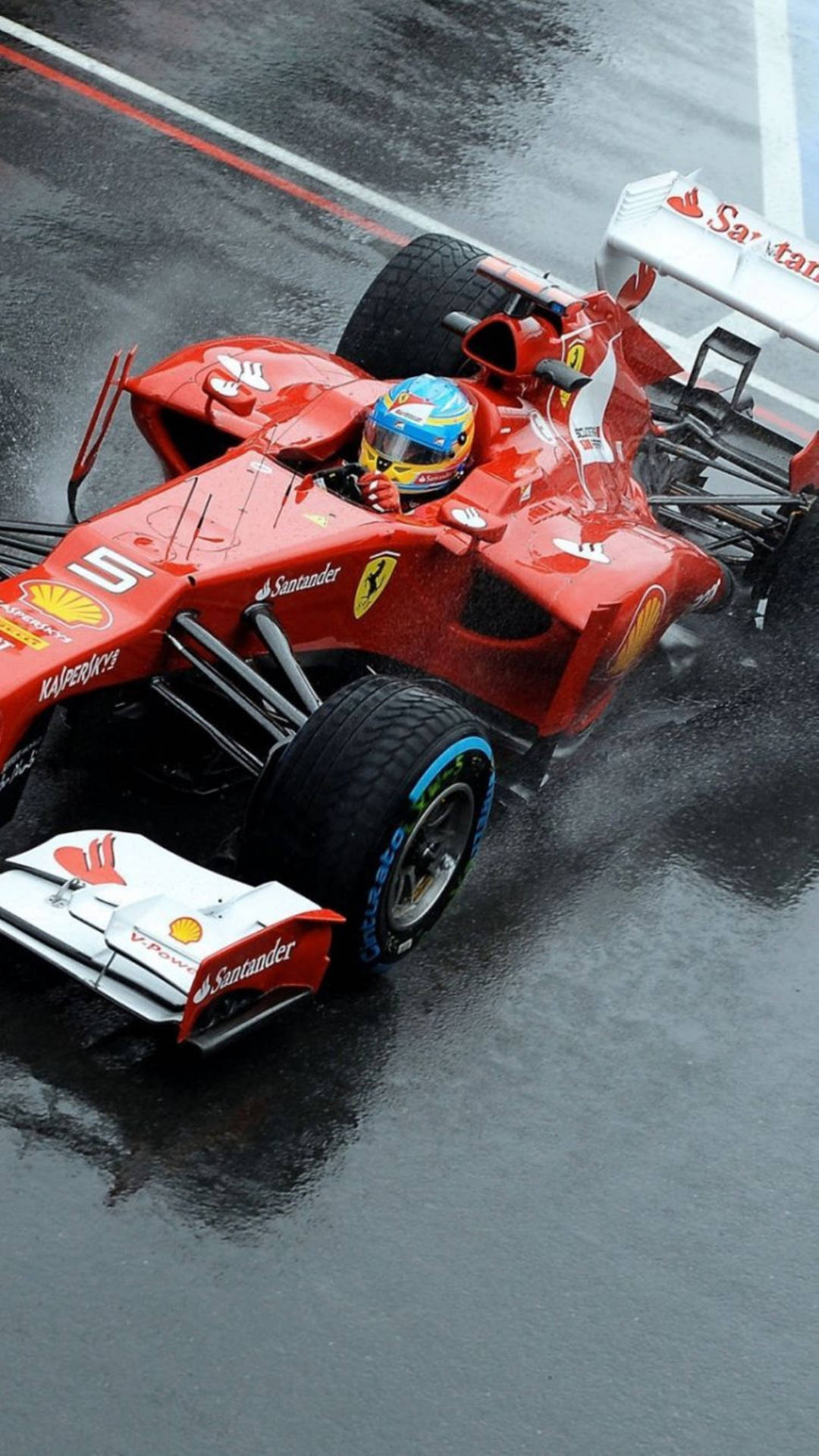 Fernando Alonso på rød Ferrari telefon tapet Wallpaper