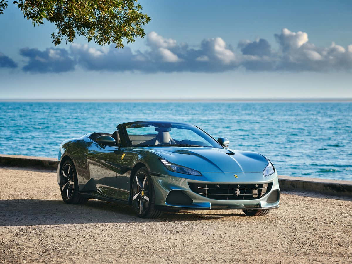 Upea Ferrari Portofino Liikkeessä Taustakuva