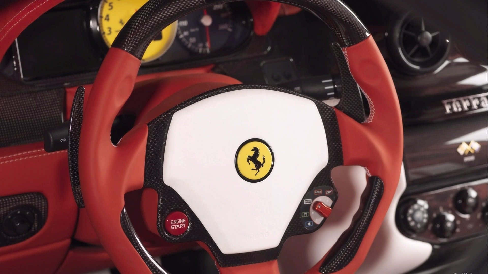Ferrari Steering Wheel Closeup Wallpaper