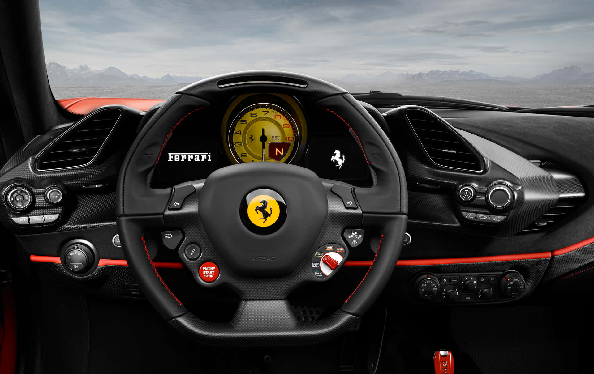 Ferrari Steering Wheel Interior View.jpg Wallpaper