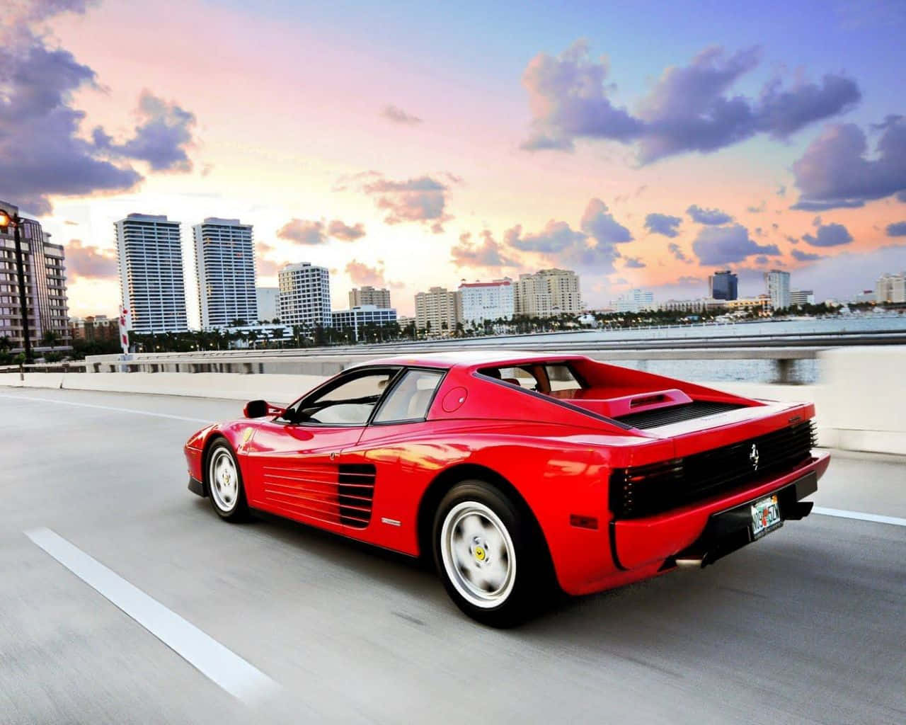 Stunning Red Ferrari Testarossa on Display Wallpaper