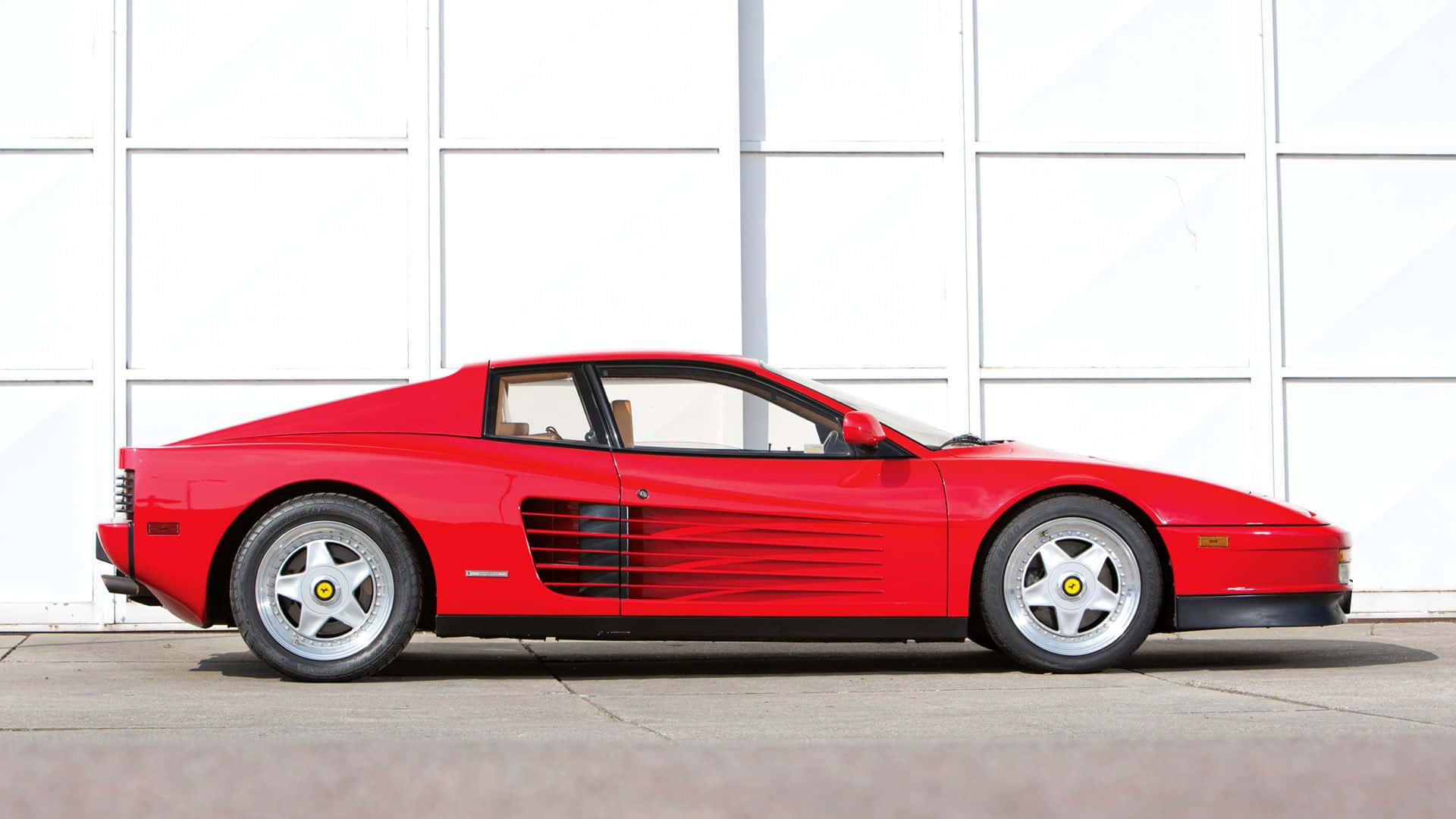 Classic Red Ferrari Testarossa in all its Glory Wallpaper