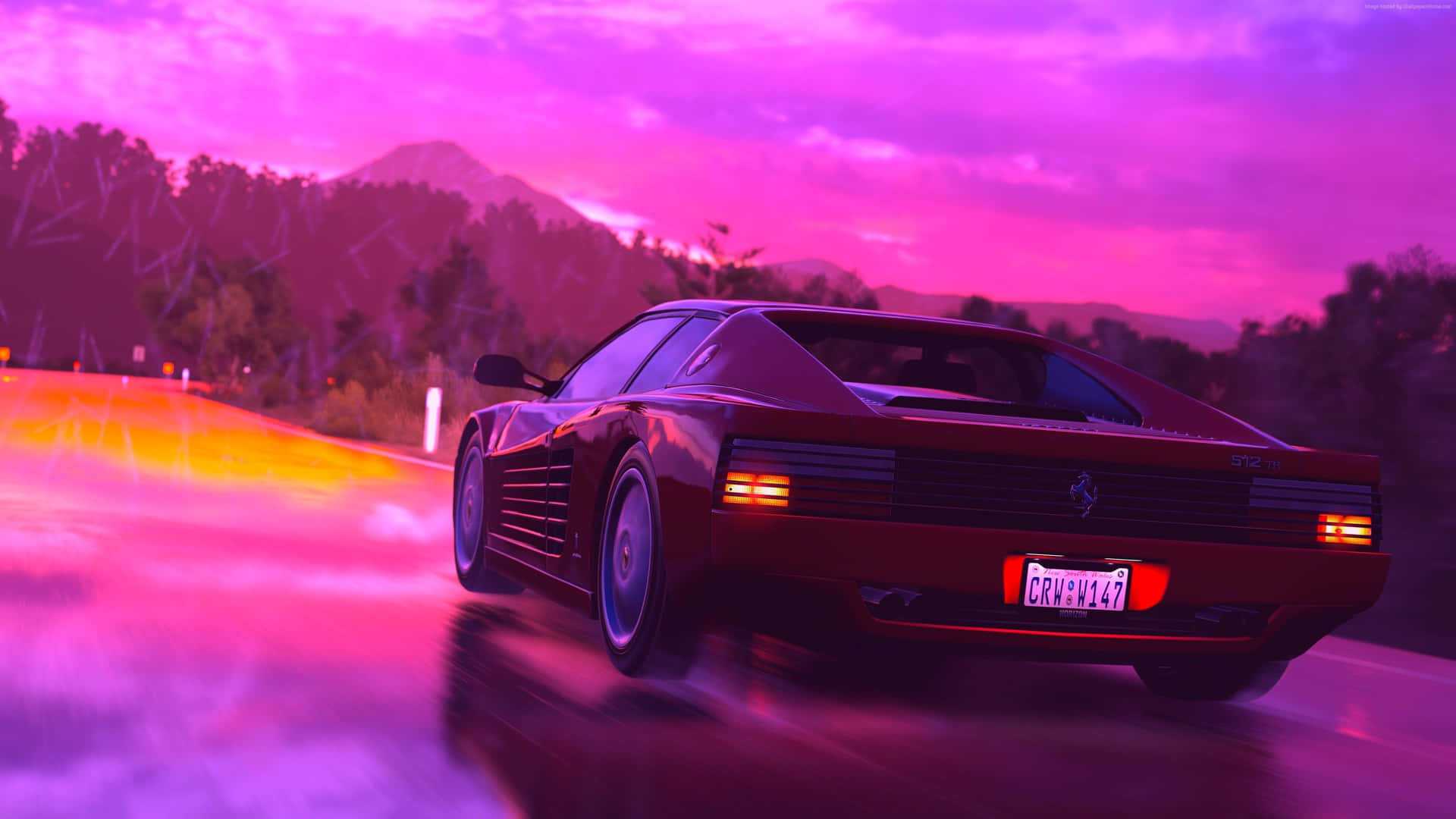 Stunning Red Ferrari Testarossa on the Road Wallpaper