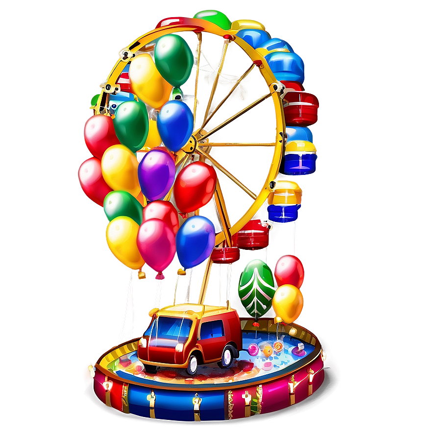 Ferris Wheel And Balloons Festive Png Rni92 PNG