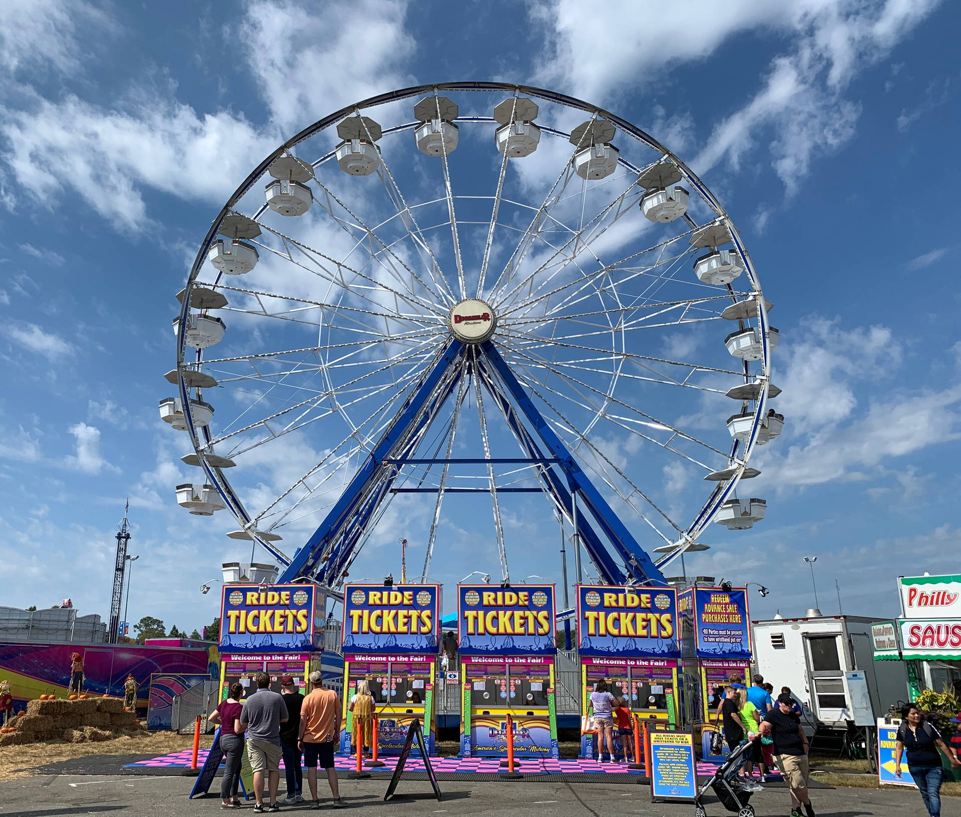 Ferris Wheel And Ticket Booths Fair Wallpaper