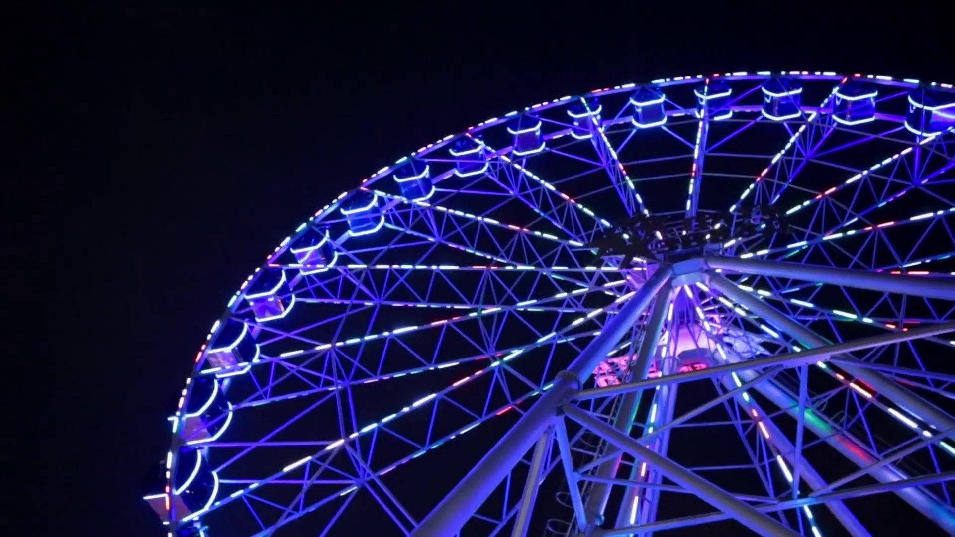 Ferris Wheel Neon Blue Aesthetic Pc